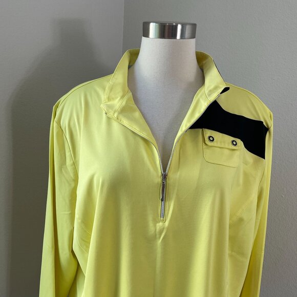 Jamie Sadock Womens Plus XXL Yellow Black 1/4 Zip Long Sleeve Golf Shirt Top - Picture 3 of 11